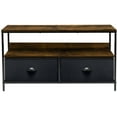 thumbnail image 3 of Sorbus TV Stand Cabinet Entertainment Center 25-50 Inch - Living Room Media Console Table, Steel Frame, Wood Top, Fabric Bins (Rustic/Black), 3 of 8
