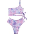 thumbnail image 4 of Women One Shoulder High Waisted Bikini Tie High Cut Two Piece Swimsuits, 4 of 14