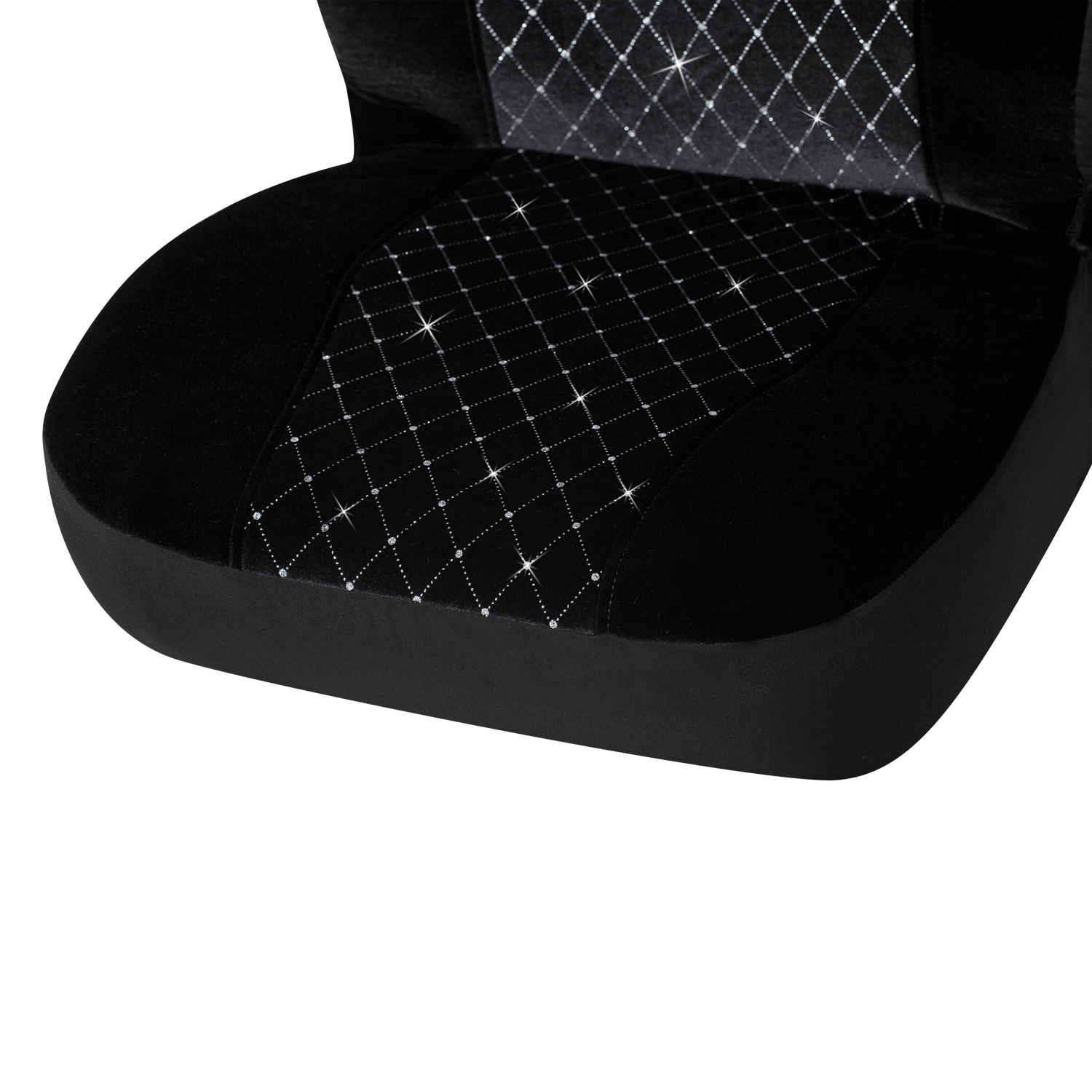 34 Pieces Bling Velvet Fabric Car Seat Covers Full Set Black Bling