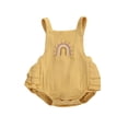 thumbnail image 4 of Baby Romper, Solid Color Sleeveless Pleated Ruffle Outfit, Sling Cute Pattern Button Closure Jumpsuit, Unisex Summer Romper, 4 of 5