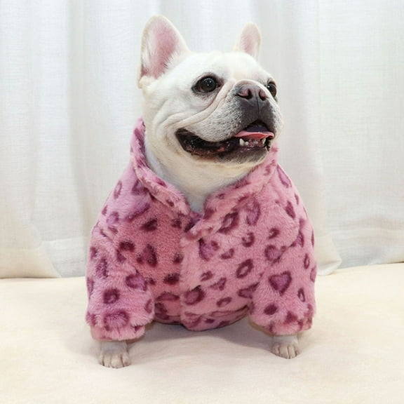 Dog Cat Pajamas,Puppy Warm Turtleneck Coat Soft Fleece Outfits Doggie Onesies Leopard Print Winter Comfy Velvet Jumpsuit Cute Dog Clothes Cat Apparel