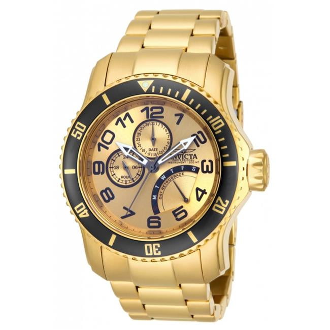 Invicta 15343 Mens Pro Diver Quartz Multifunction Gold Dial Watch with JR00 Caliber Walmart