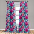 thumbnail image 4 of Ambesonne Tropical Curtains, Exotic Floral and Leaf Art, Pair of 28"x95", Blue Grey and Dark Magenta, 4 of 4