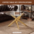 thumbnail image 4 of 31.5" Round Coffee Table with Tempered Glass Top &Metal Leg, Modern Center Table Cocktail Tea Table for Living Room,Gold, 4 of 8