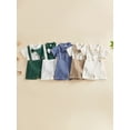 thumbnail image 3 of BemeyourBBs Newborn Baby Boys Summer Clothes Cotton Linen Baptism Day Gentleman Outfit Short Sleeve Bowtie Shirt Romper with Suspender Shorts Set, 3 of 9