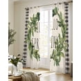 thumbnail image 5 of Farmhouse Green Garland Sheer Curtains 84 Inch Length 2 Panels Set for Living Room/Bedroom, Spring Vintage Black Plaid Beige Kitchen Curtains Grommet Semi-Sheer Curtains Window Treatments 52"x84"x2, 5 of 7