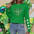 thumbnail image 5 of Ohufall Women's St Patrick's Day T-Shirt Lucky Irish Long Sleeve Shamrock Graphic Tees Tops, 5 of 5
