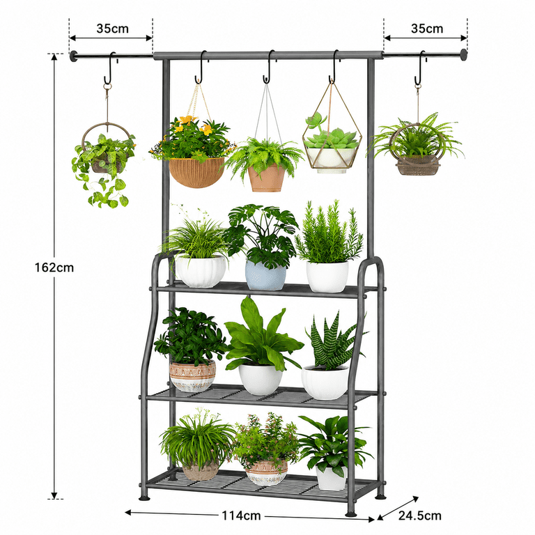 Flower Rack Rack For Store Indoor Outdoor Plant Stand, Heavy Duty Metal 3-Tier Hanging Plant Shelf ...