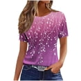 thumbnail image 2 of XWSHYW Women'S T Shirts Trendy Crew Neck Short Sleeve Loose Summer Tops Business Casual Loose Fit Geometric Print Casual Tunic Blouses Tunic Tops Dressy Casual Shirts, 2 of 4