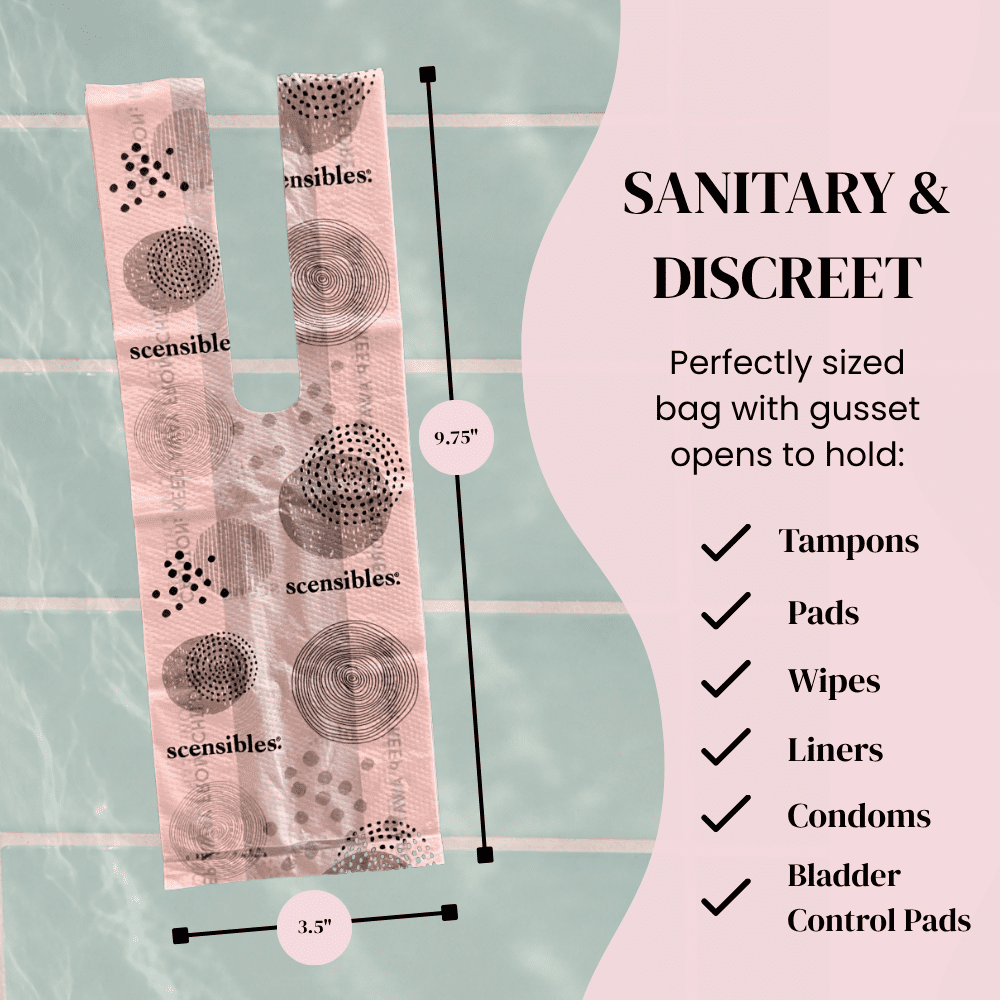 Scensibles Personal Disposal Bags (Box of 50) for Tampons, Sanitary Pads, Panty Liners, Menstrual Care and Hygiene Products