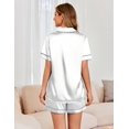 thumbnail image 5 of Ekouaer Womens Satin Silk Pajamas Set Short Sleeve Sleepwear Button Down Top and Shorts Loungewear 2 Piece Pjs Set, 5 of 6