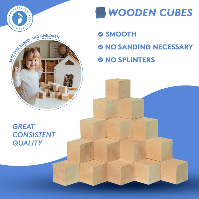 Wood Blocks for Crafts, Unfinished Wood Cubes, 1cm Natural Wooden Bloc –  ShopEZ USA