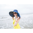thumbnail image 7 of Home Cal Women Foldable Straw Hat Bowknot Decor Beach Seaside Vacation Hat Lady Floppy Cap UPF 50+,Dark Blue, 7 of 7