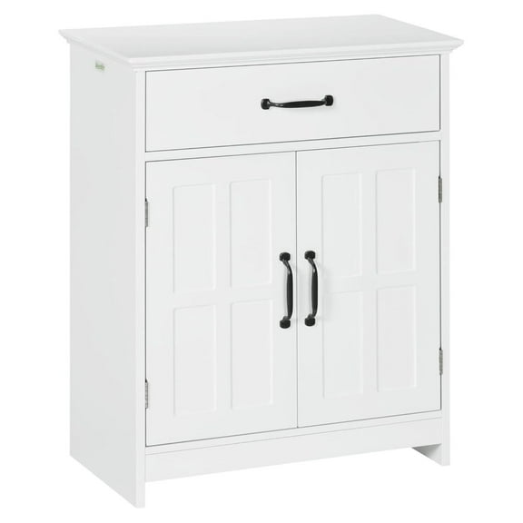 Freestanding Bathroom Storage Cabinet with Drawer, 2 Doors & Adjustable Shelf, Narrow Farmhouse Floor Cabinet for Bathroom Organization, White