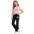 thumbnail image 4 of ZOYOEN Toddler Girls Outfits Set- Soft Comfortable Cute Shorts Sleeve T Shirts and Flare Pants Baby Summer Clothes Pink Size 4 T, 4 of 5