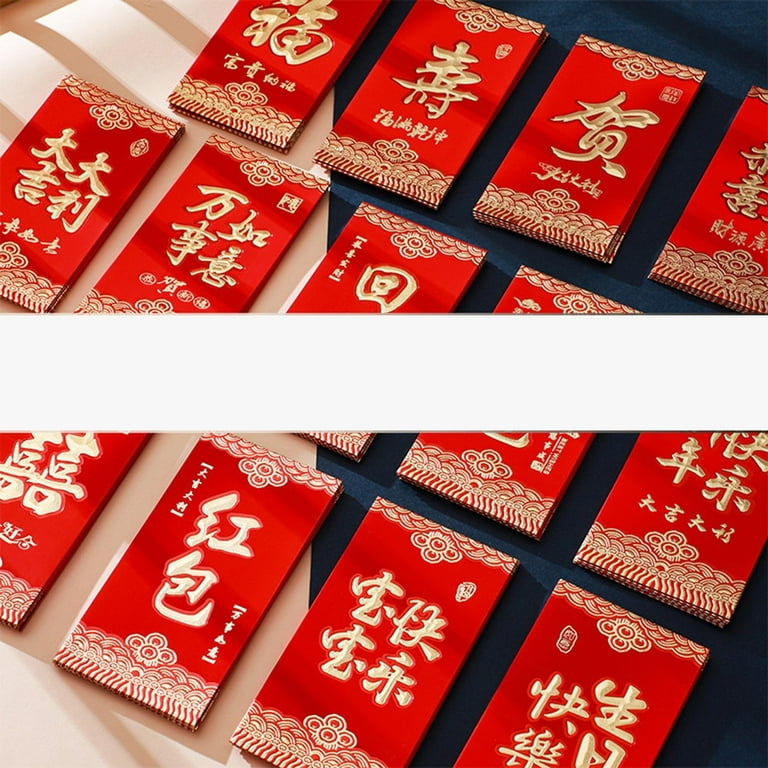  VGOODALL 36PCS Chinese Red Envelopes, Chinese New Year Hong  Bao Packet Red Gold Lucky Money Pockets 6.6x3.5 Inch for New Year Spring  Festival Wedding Birthday Supplies : Office Products