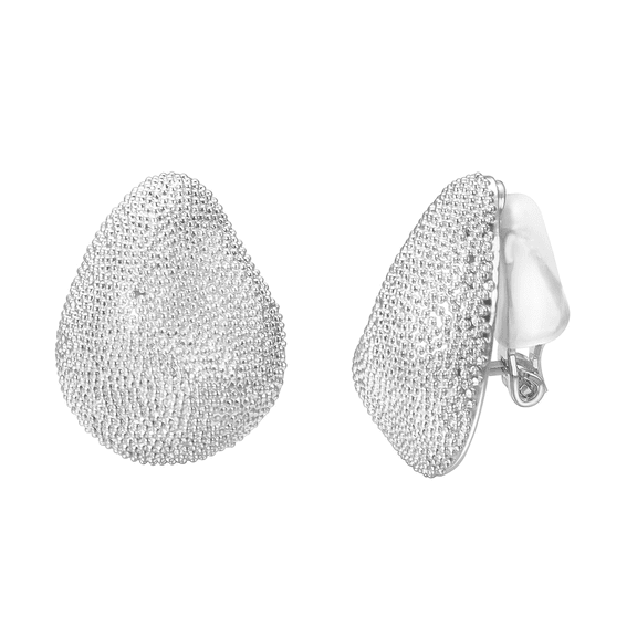 Yoursfs Silver Clip on Earrings For Women Trendy Chunky Teardrop Hypoallergenic White Gold Plated Non Pierced Earrings Fashion Jewelry Gift