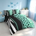 thumbnail image 2 of Homewish Green Cheetah Print Twin Bedding for Girls, Animal Print Stripe Bedding Comforter Set, Black Reversible, 7-Piece, 2 of 7
