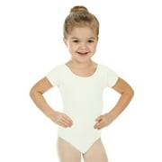 Elowel Girls' Team Basics Short Sleeve Leotard White size-8-10