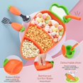 thumbnail image 4 of Cuchara, tenedor y plato de silicona para niños en forma de zanahoria con pajita, juego de vajilla para bebé de acero inoxidable y silicona, 4 of 5