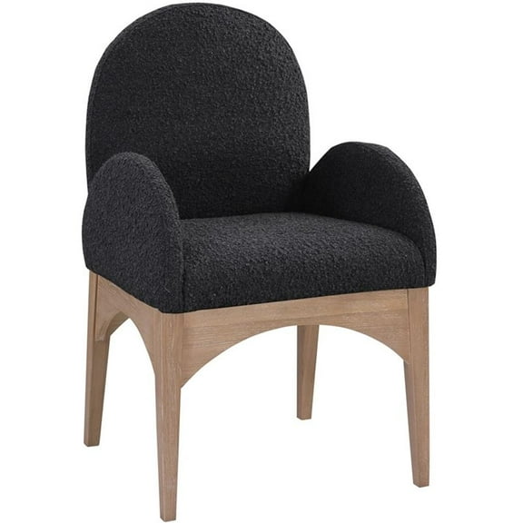 Pemberly Row Contemporary Black Boucle Fabric Dining Arm Chair