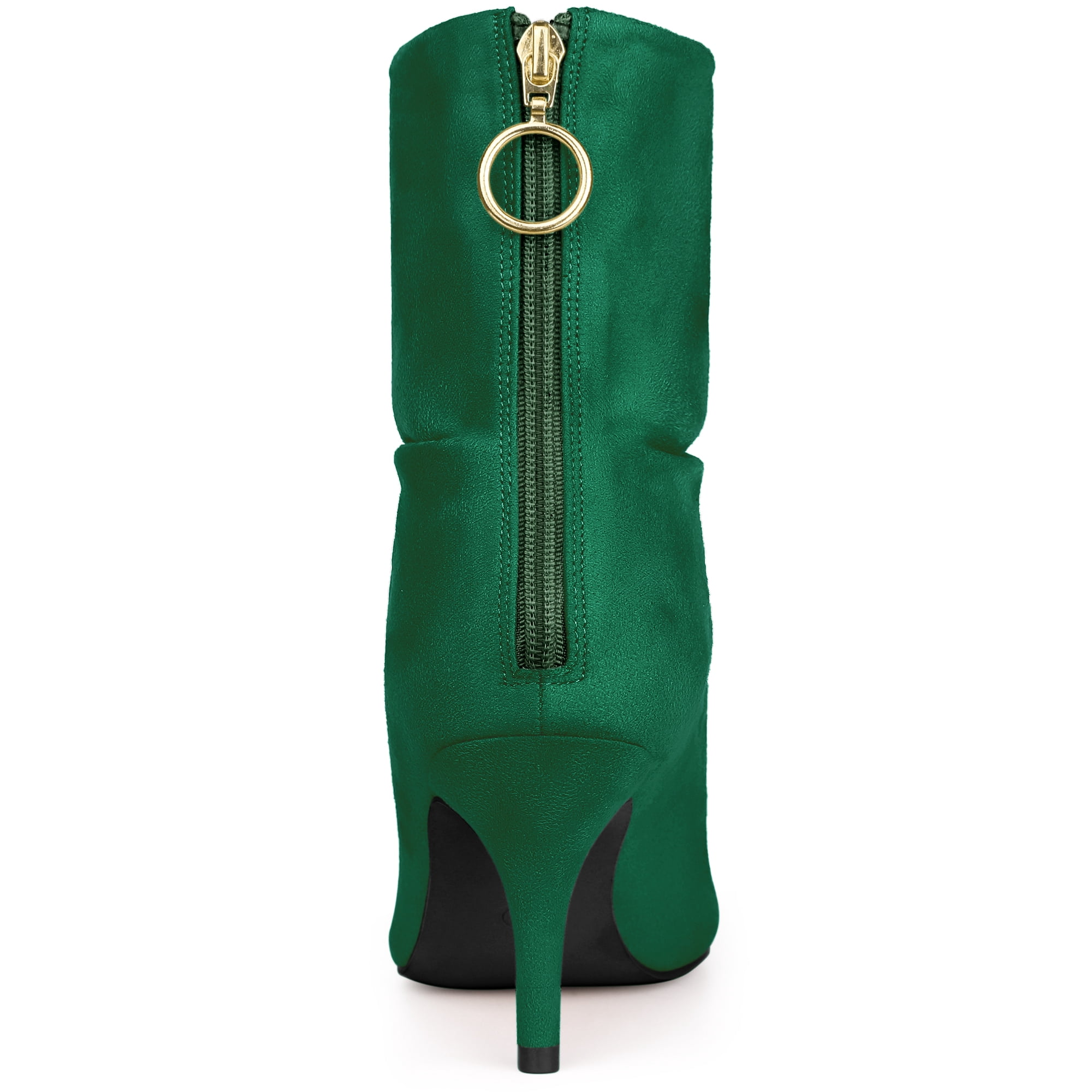 DARING DIVA Women's Pointed Toe Back Zip Stiletto Heel Ankle Boots Emerald Green 10