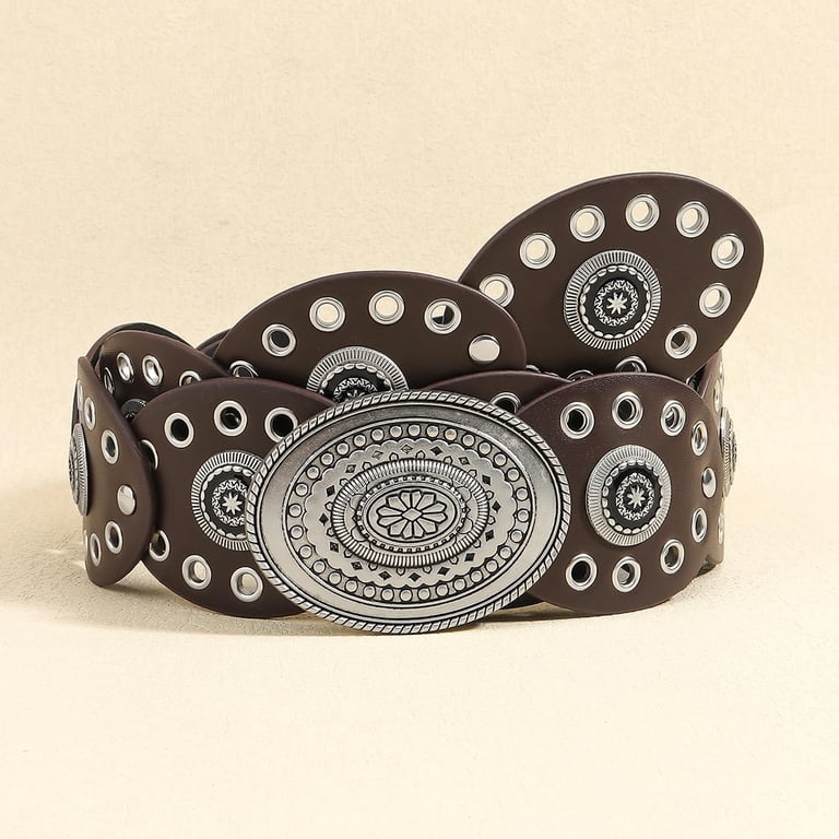 Wide Western Disc Belt Cowboy Boho Waist Belt Chunky Vintage  display picture 2