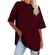 thumbnail image 1 of Tops de Manga Corta para las Mujeres Suelto Ajuste, Nuevo Sólido Suelto de la Mitad de la Manga, Cuello Redondo de la Cintura de Algodón Tops, 1 of 6