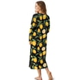 thumbnail image 2 of Xoenoiee Lemon Leaves Print Women's Long Sleeve Nightgown Full Length Sleepwear Button Down Long Sleepshirts Henley Sleep Dress Mumu Dress, S, 2 of 7