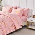 thumbnail image 6 of Flymme King Size Comforter Sets Pink 7 Pieces Bed in a Bag King Marble Bedding All Season Luxury Soft Microfiber Gold Marble Texture Bed Set for Women Man, 6 of 8