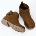 thumbnail image 6 of HOMEHOT Girls Boots Kids Comfortable Slip on Ankle Boots Dress Booties with Zipper​ Brown 12 Little Kid, 6 of 6