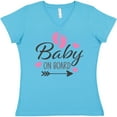 thumbnail image 3 of Inktastic Baby on Board with Arrow Pink Footprints and Hearts Women's V-Neck T-Shirt, 3 of 5