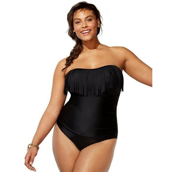 Swimsuits for All Women's Fringe Bandeau One Piece Swimsuit