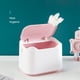 thumbnail image 3 of Bearachild Cubo de basura de escritorio de plástico con tapa Cubo de basura de doble capa Cubo de basura pequeño para exteriores Dormitorio Cocina Almacenamiento y organización del hogar Blanco Rosa, 3 of 6