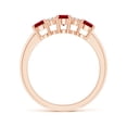 thumbnail image 2 of ANGARA Natural Oval Three Stone Ruby Engagement Ring with Diamonds in 14K Rose Gold for Women (Size-6x4mm) | July Birthstone, Birthday, Anniversary, Jewelry Gift for Women | Natural Ruby Ring, 2 of 9