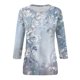 thumbnail image 5 of camiseta casual de manga tres cuartos con cuello redondo y estampado de moda para mujer azul claro/xl, 5 of 5