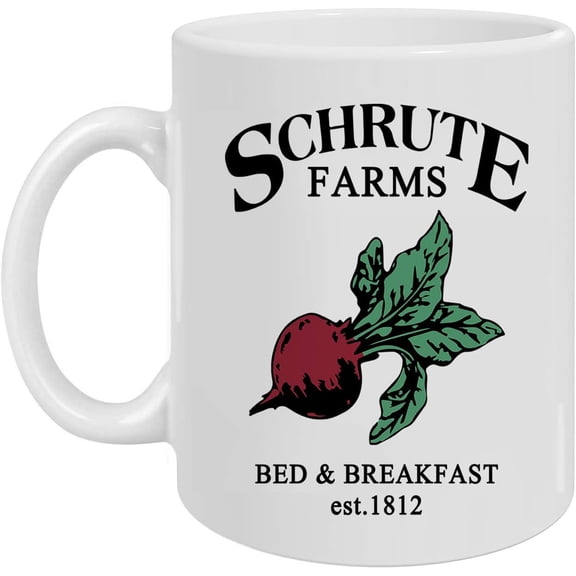 Schrute Farms, Bed And Breakfast Est.1812 Mug, Office Gifts for Women Men Friends Coworker, Playful Office Gift Birthday Gifts for Her Him, Going Away Gift for Coworker, 11 Ounces White Coffee Mug