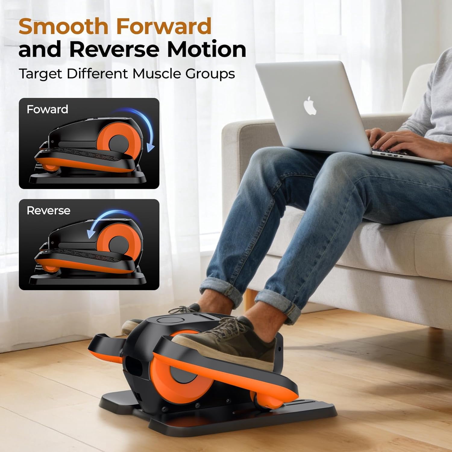 Anqdy Elliptical Machine - Elliptical Leg Exerciser Pedal Exerciser 12 Speeds Portable Seated Pedal Exerciser