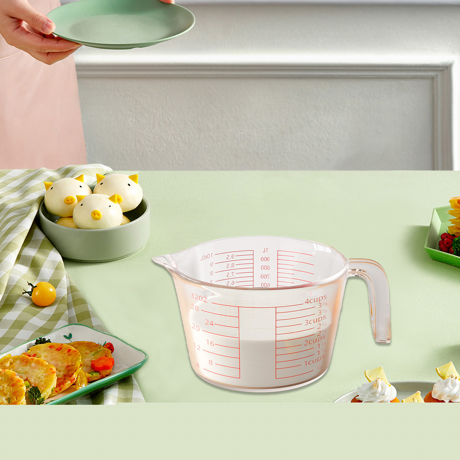 thumbnail image 4 of XWSHYW Almacenamiento y Organización de La Cocina. Taza Medidora de Plástico Transparente Contaza Graduada para Uso Doméstico, Alta Temperatura, para Cocina, Horneado, Ml, 4 of 6