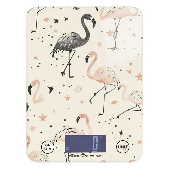 Flamingo Black and Pink Food Scale Digital Kitchen Scale Waterproof Tempered Glass Tare Function 11 lb for Baking Cooking Meal Prep