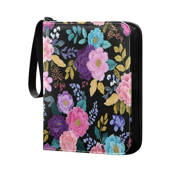 400 Pockets Trading Cards Album,Card Binder 4-Pocket, Cards Collector Album Holder Fits 400 Cards with 50 Removable Sheets Vibrant and Colorful Floral