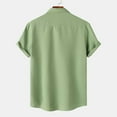thumbnail image 4 of Jinhomg Waffle Knit Shirt for Men Lightweight Comfy Short Sleeve Button Down Hawaiian Shirt Casual Loose Basic Solid Vacation Beach Shirts Holiday Sales Green XXXL, 4 of 10