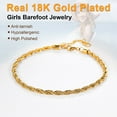thumbnail image 2 of U7 Rope Chain Anklets Gold Plated 3mm Braided Foot Chain Ankle Bracelet for Women, 2 of 7