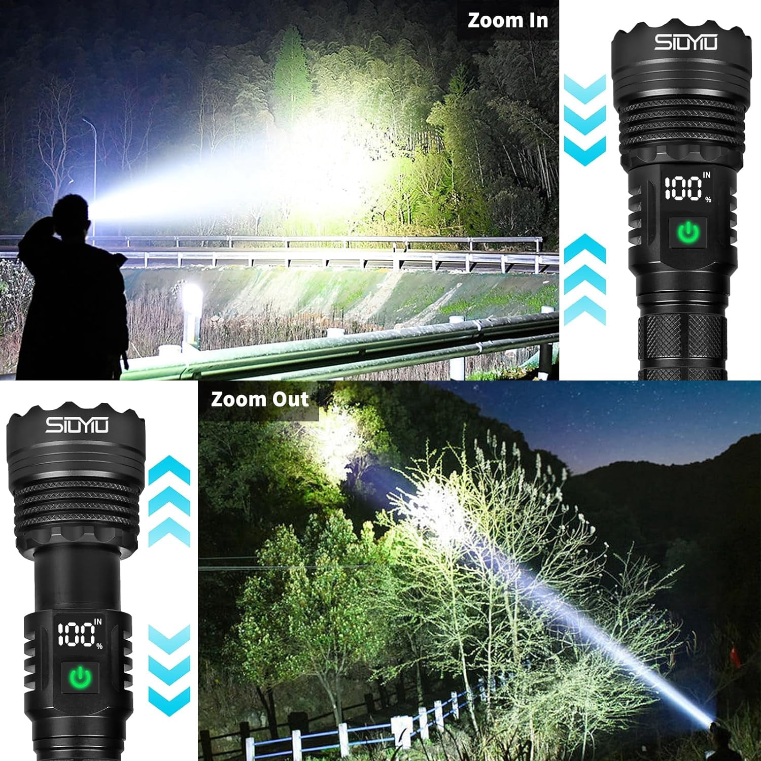 Genwiss Rechargeable Waterproof Flashlight 1500 Lumens for Travel, Camping, Emergency