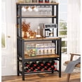 thumbnail image 2 of AWQM Kitchen Bakers Racks with Storage, 5-Tier Microwave Stand with Wine Rack, Freestanding kitchen storage Shelf, Walnut, 2 of 9