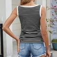 thumbnail image 6 of Felirenzacia Women's Casual Striped Ribbed Tank, Long Round Neck Zebra Stripe Cami Top,Black,S, 6 of 8