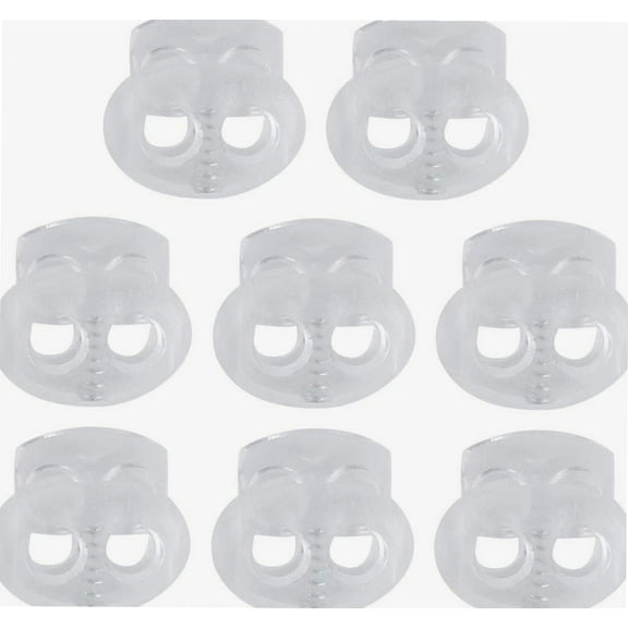8pcs Plastic Spring Cord Locks Stopper, Double Hole Rope Toggle Fastener for Drawstrings Clothing, Shoelaces, Bags