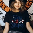 thumbnail image 3 of Unisex Graphic Tee, Stars and Stripes Design, Patriotic Red White Blue Shirt, Ash, Size M, 3 of 6