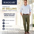 thumbnail image 5 of Mens Haggar Premium No-Iron Khaki Stretch Classic-Fit Flat-Front Expandable Waist Pants Charcoal Heather, 5 of 6