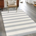 thumbnail image 3 of Blue Striped Area Rug 3x5 FT, Non Slip Entryway Bedside Carpet, Modern Stripes Farmhouse Washable Soft Floor Carpet Indoor Mat Non-Shedding Throw Rug for Dorm Kitchen Home Office, 3 of 9
